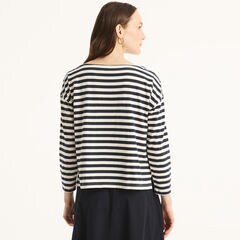Sequin Striped Long-Sleeve T-Shirt,Stellar Blue Heather,large