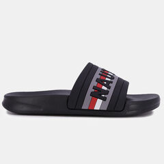 BOYS' STRIPED LOGO SLIDE SANDAL,Dove,large