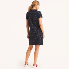 Printed Ocean Polo Dress,Stellar Blue Heather,large