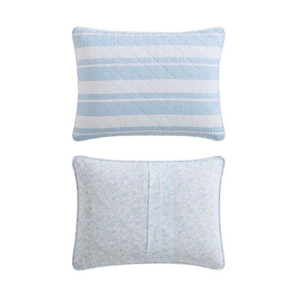 Seafront Stripe Blue King Quilt Set