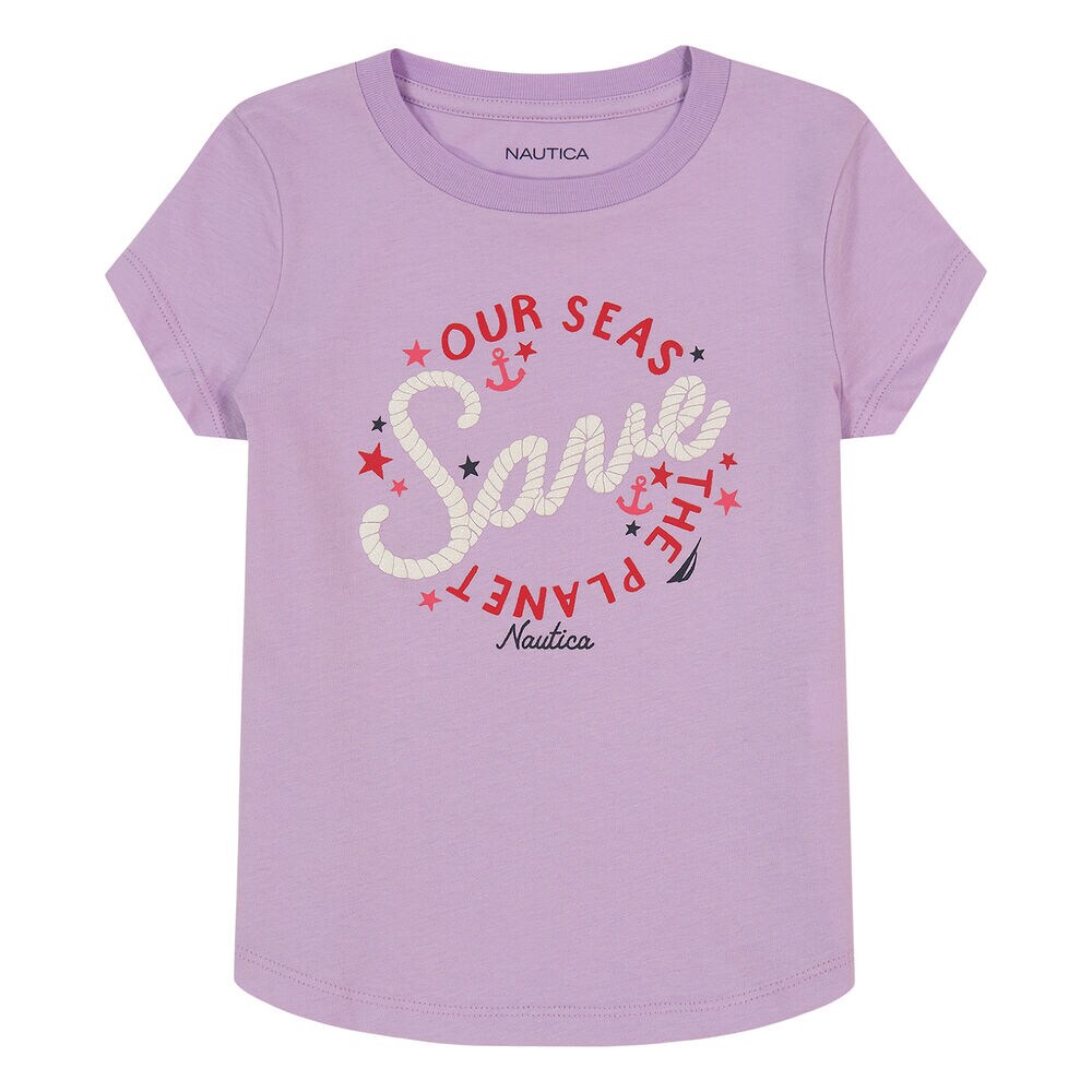 Little Girls’ Save Our Planet T-Shirt (4-6X),Guppy Grape,large