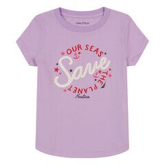 Little Girls’ Save Our Planet T-Shirt (4-6X),Guppy Grape,large