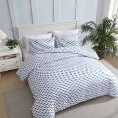 Woodblock Fish Blue Full/Queen Duvet Cover Set,Classic Blue,large