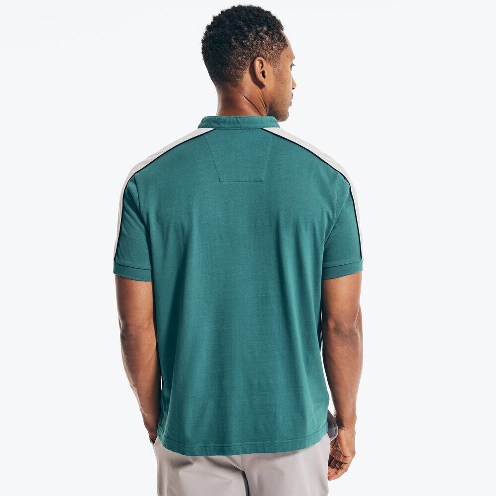 SHOULDER-STRIPE SHORT SLEEVE HENLEY,Shaded Spruce,large