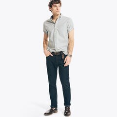 BIG & TALL SHORT-SLEEVE OXFORD SHIRT,Jade Forest Heather,large