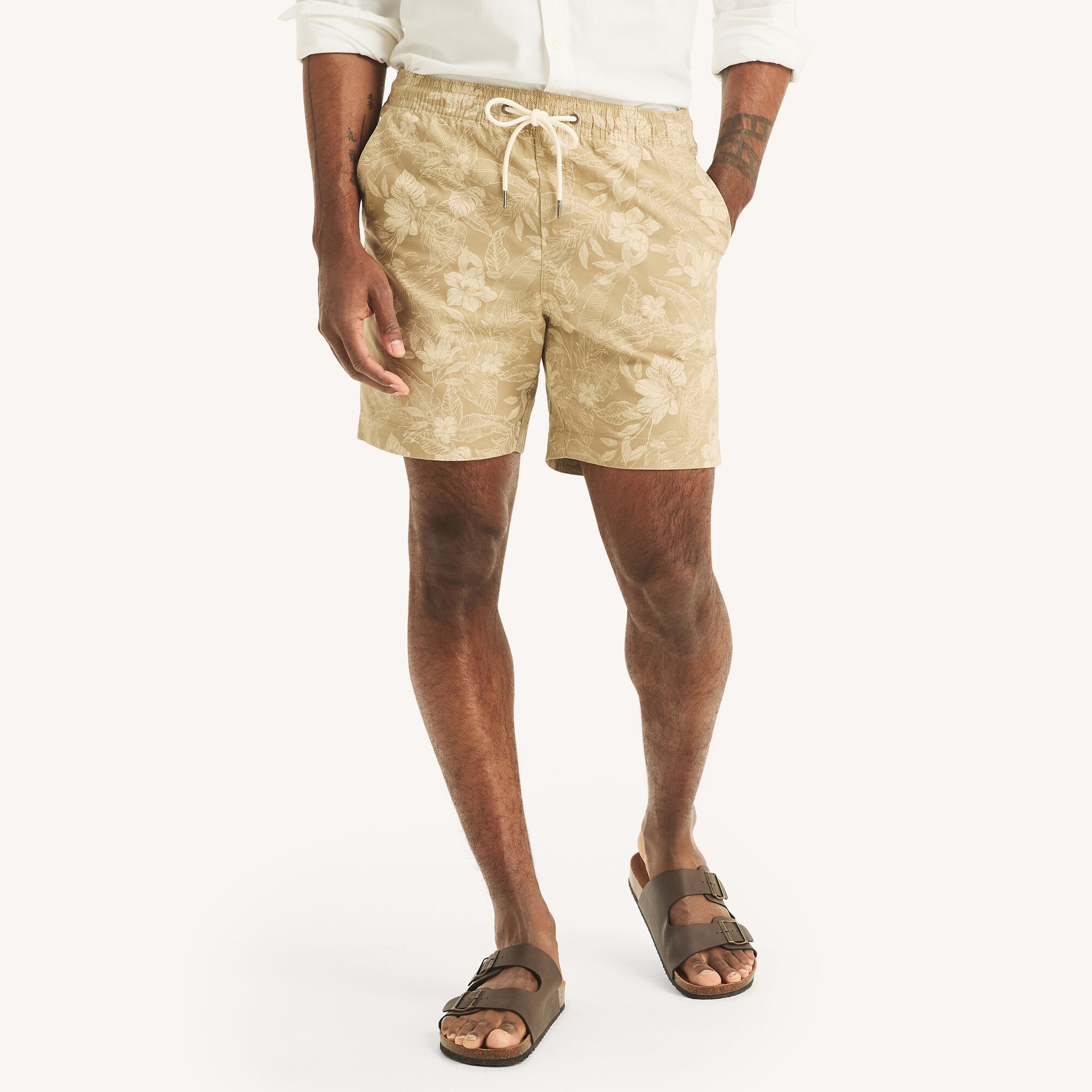 7" Printed Pull-On Short,Cork Heather,large