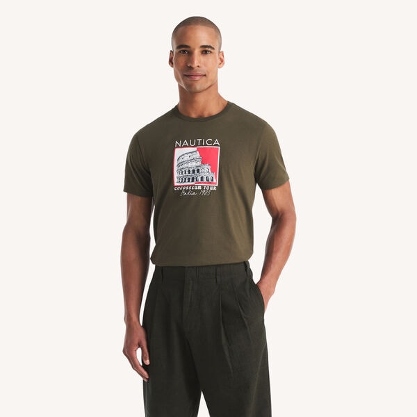 Embroidered Colosseum Tour Graphic T-Shirt