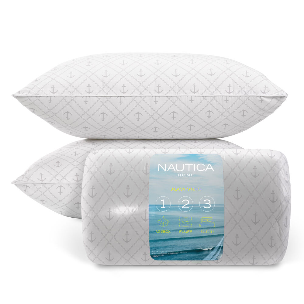 Sleep Max Anchor Print King 2pc Pillows,Vanilla,large