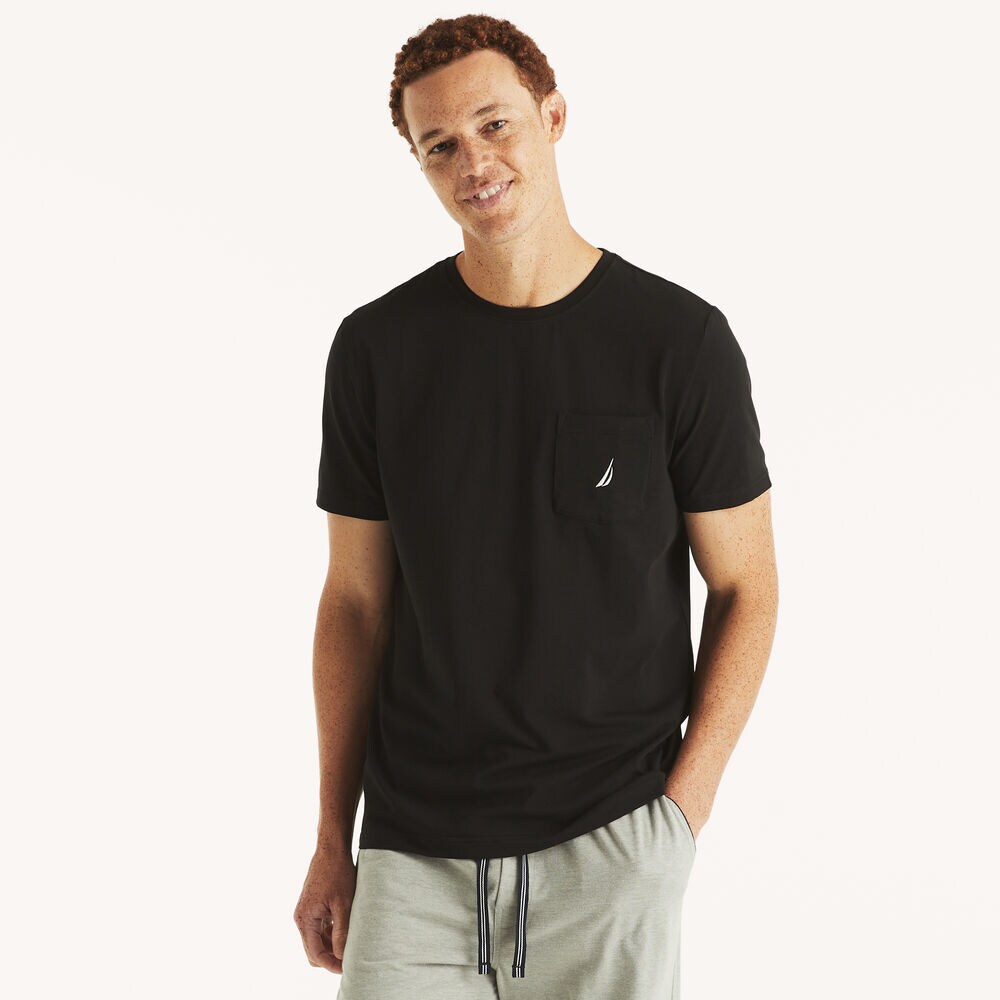 Short Sleeve Solid Pocket T-Shirt,True Black,large