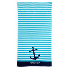 Signature Style Blue Striped Beach Towel,True Navy,large