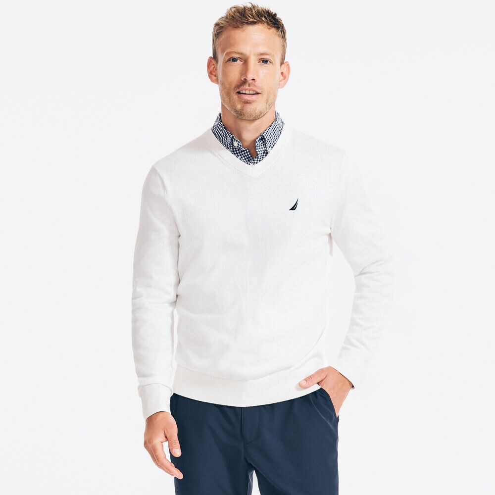 NAVTECH V-NECK SWEATER,Marshmallow,large