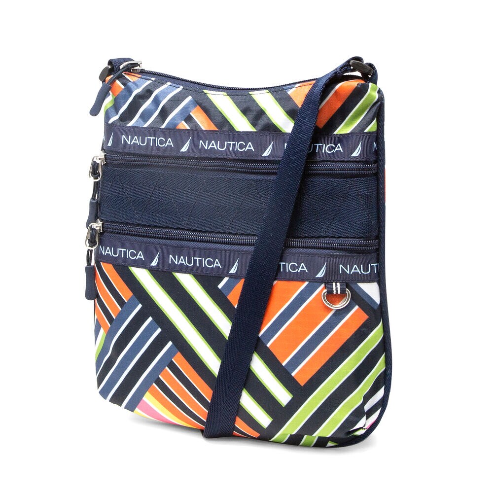BANNER STRIPE PRINTED CROSSBODY BAG,Ice Blue,large
