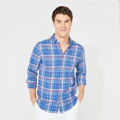 BIG & TALL NAVTECH PLAID SHIRT,Windsurf Blue,large
