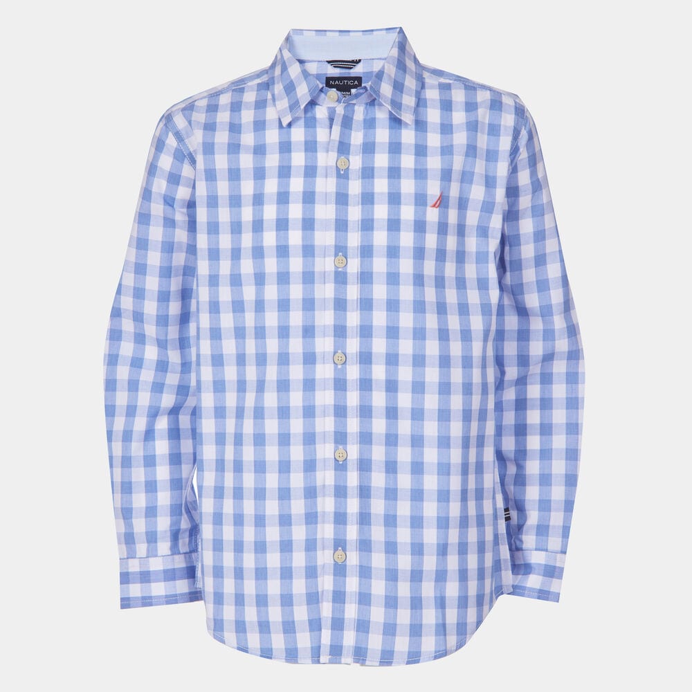 TODDLER BOYS' SKYLAR GINGHAM WOVEN SHIRT (2T-4T),Azure Blue,large