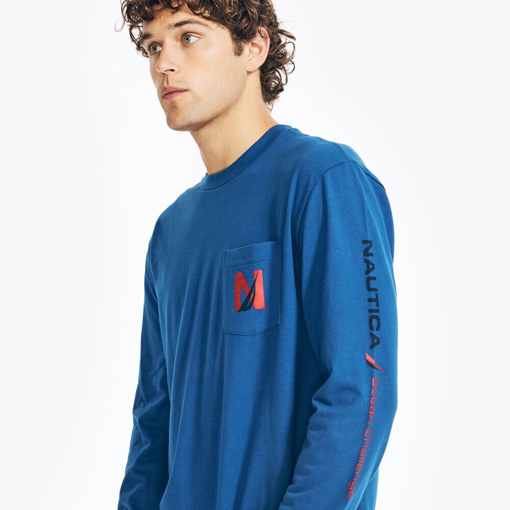 BIG & TALL GRAPHIC LONG-SLEEVE T-SHIRT,Bright Cobalt,large