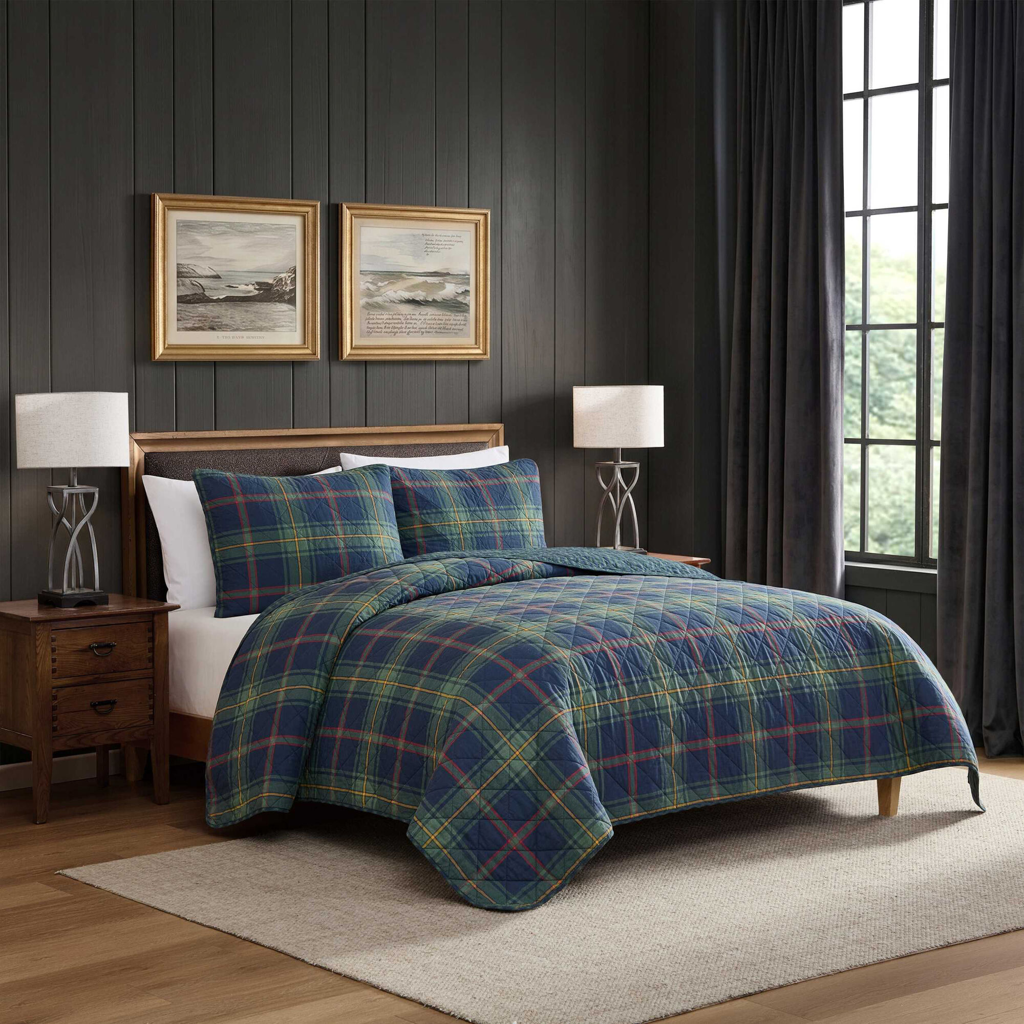 Preston Blue Plaid Twin Quilt Set (00199165142141 Home Quilts & Coverlets) photo