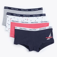 EMBROIDERED LOGO BOYSHORTS, 4-PACK,Navy,large