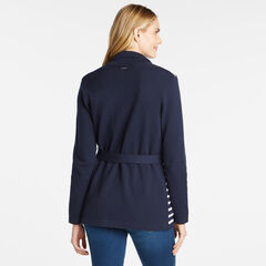 STRIPE TIE-WAIST CARDIGAN,Stellar Blue Heather,large