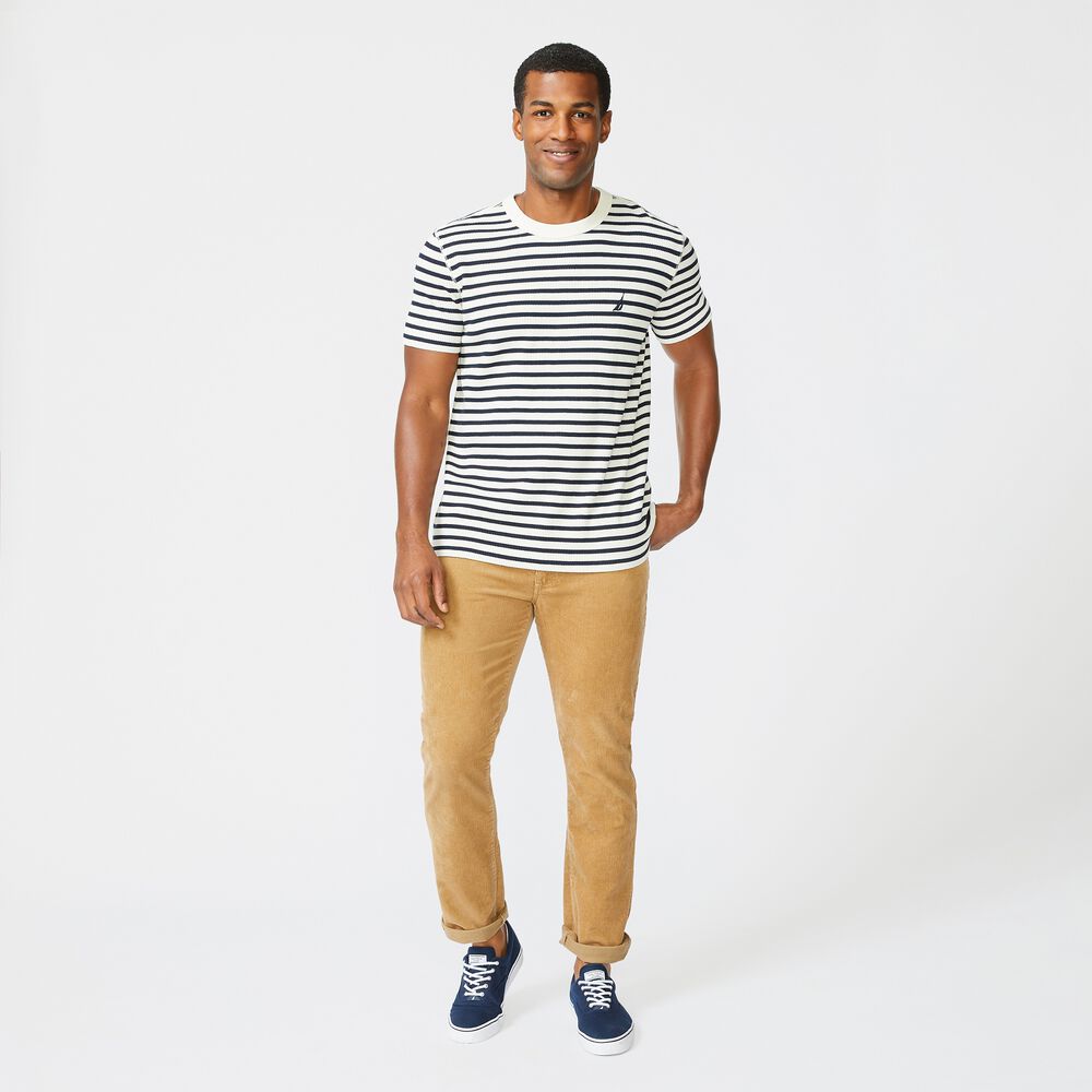 STRIPED CREWNECK T-SHIRT,Egret,large
