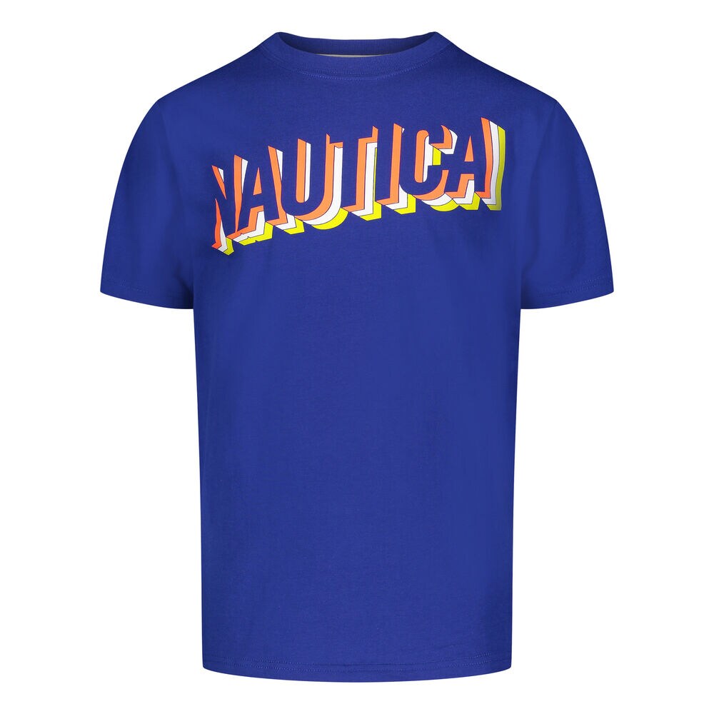 BOYS' 3D STACKS LOGO GRAPHIC T-SHIRT (8-20),Anchor Blue Heather,large