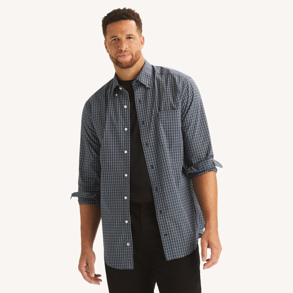 Big & Tall Classic Fit Plaid Shirt,Stellar Blue Heather,large