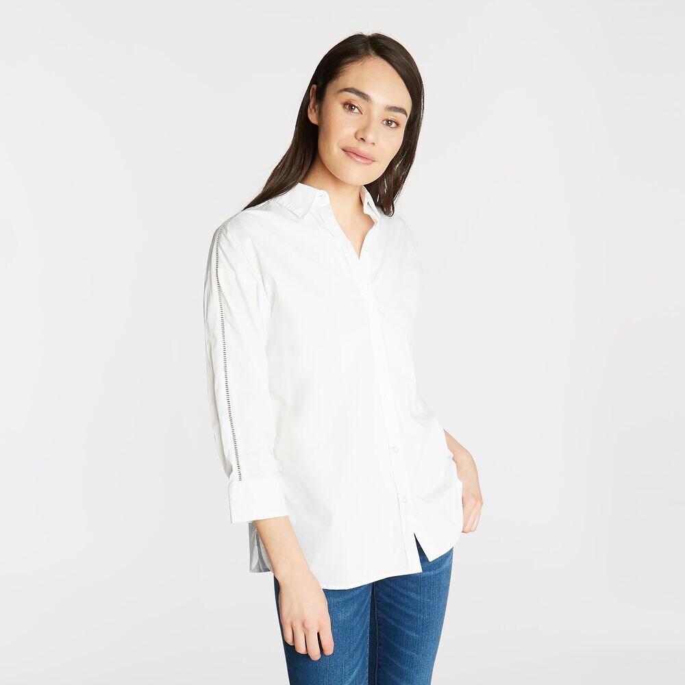 Classic Fit Poplin Tunic Shirt,Bright White,large