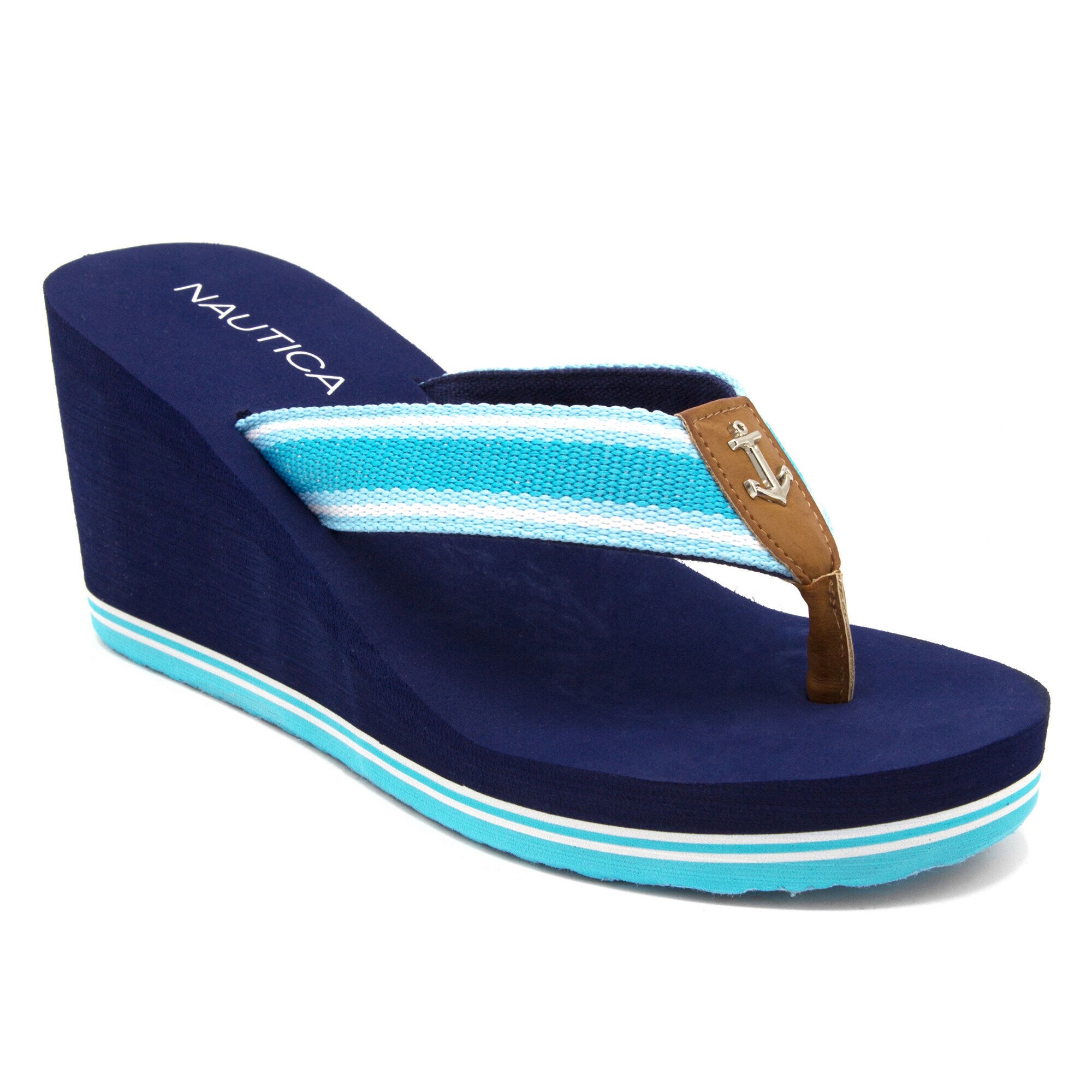 Aster Wedge Sandals,Turquoise,large