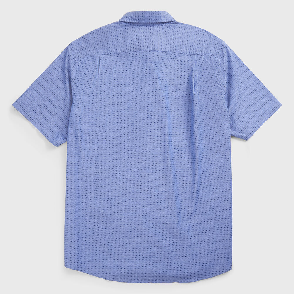 BIG & TALL DOT PRINT SHORT SLEEVE OXFORD SHIRT,Windsurf Blue,large