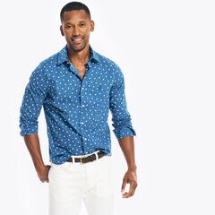 CLASSIC FIT FLAG PRINT SHIRT,Clear Sky Blue,large