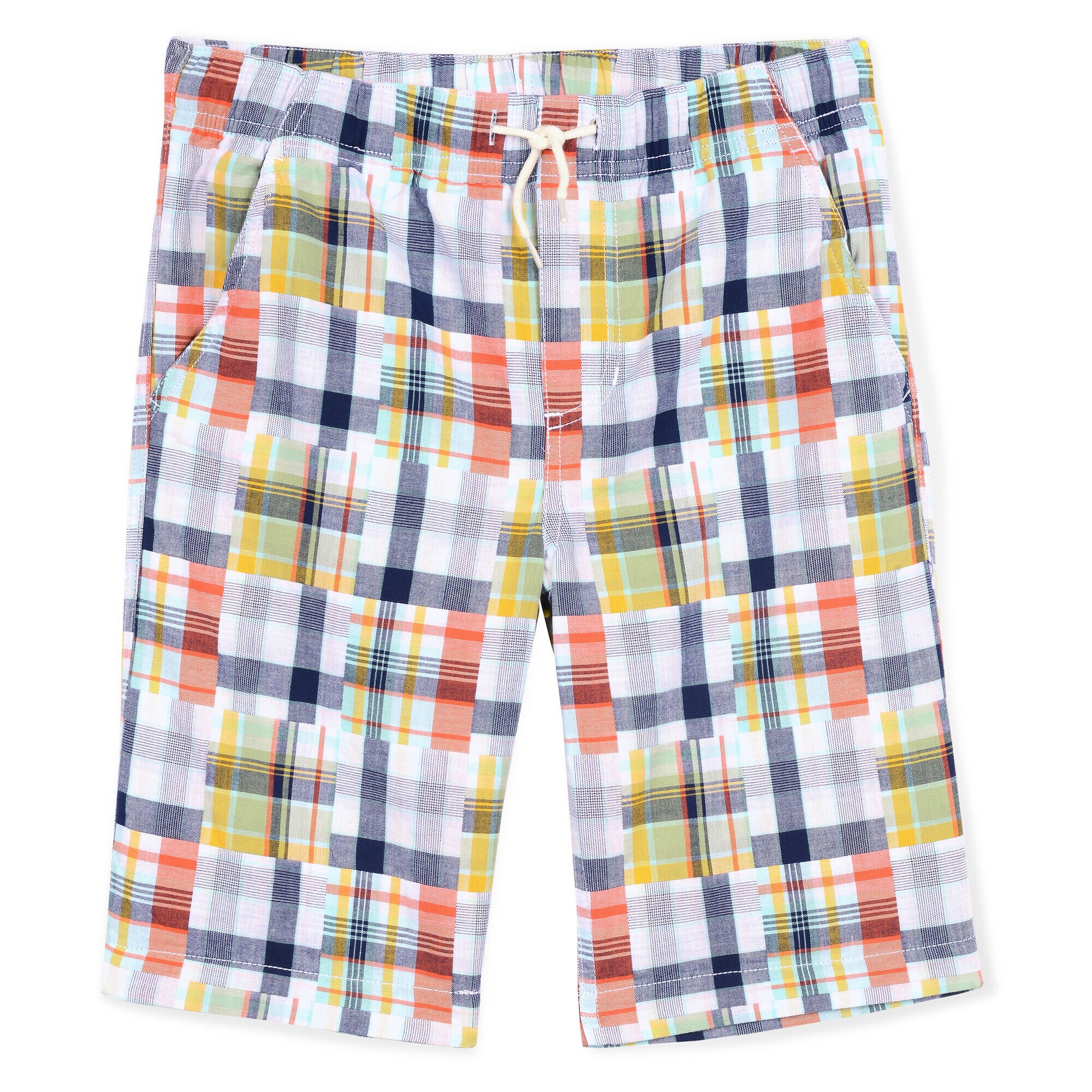Boys' Kauai Woven Short in Patchwork Plaid (8-20),Antique White Wash,large