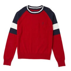 Boys' Colorblock Sweater (8-16),Dark Acacia,large