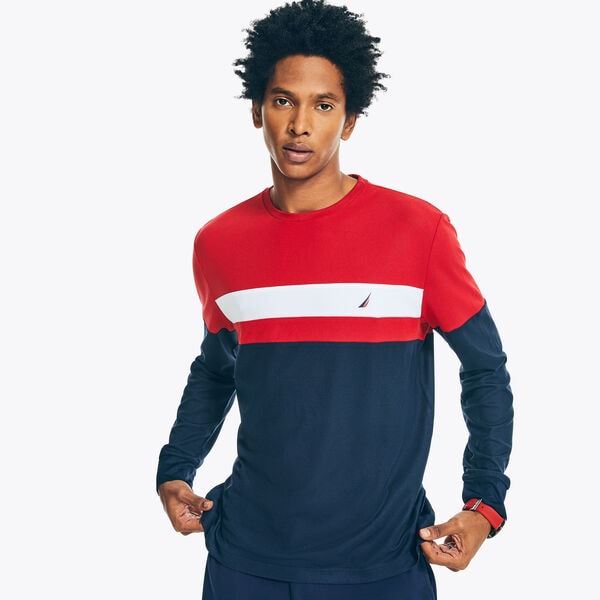 NAVTECH CHEST-STRIPE LONG-SLEEVE T-SHIRT