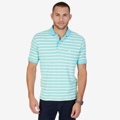 Classic Fit Striped Polo Shirt,Bali Bliss,large