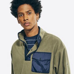 SNAP-BUTTON POCKET NAUTEX FLEECE,Hillside Olive,large