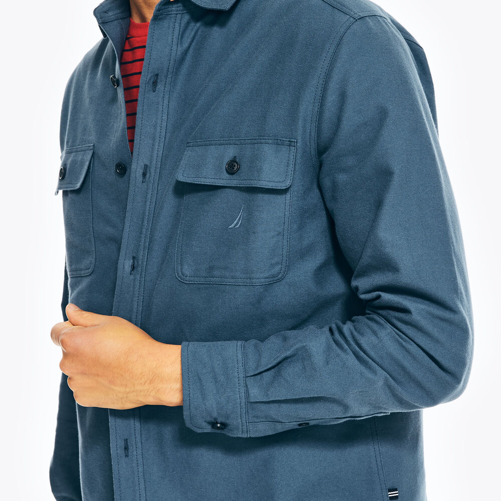 SOLID FLANNEL SHIRT,Workshirt Blue,large