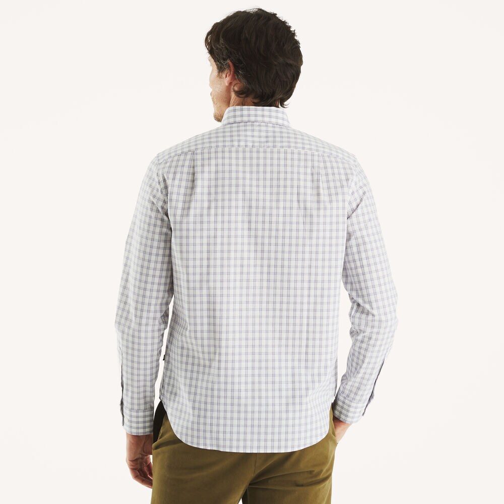 Classic Fit Wrinkle-Resistant Plaid Shirt,Bright White,large