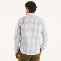Classic Fit Wrinkle-Resistant Plaid Shirt,Bright White,large
