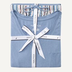 Printed Pajama Pant Set,Blue Indigo Heather,large