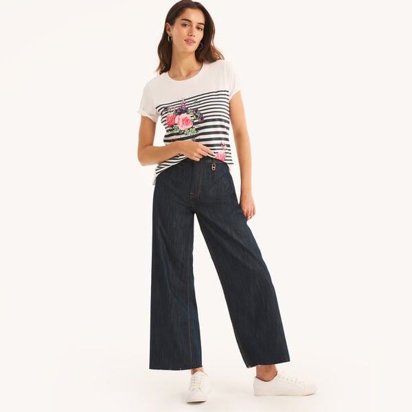 Striped Flowers Graphic T-Shirt