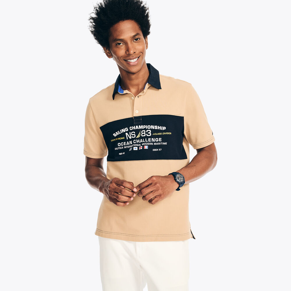 Classic Fit Colorblock Polo,Woodrift Flax,large