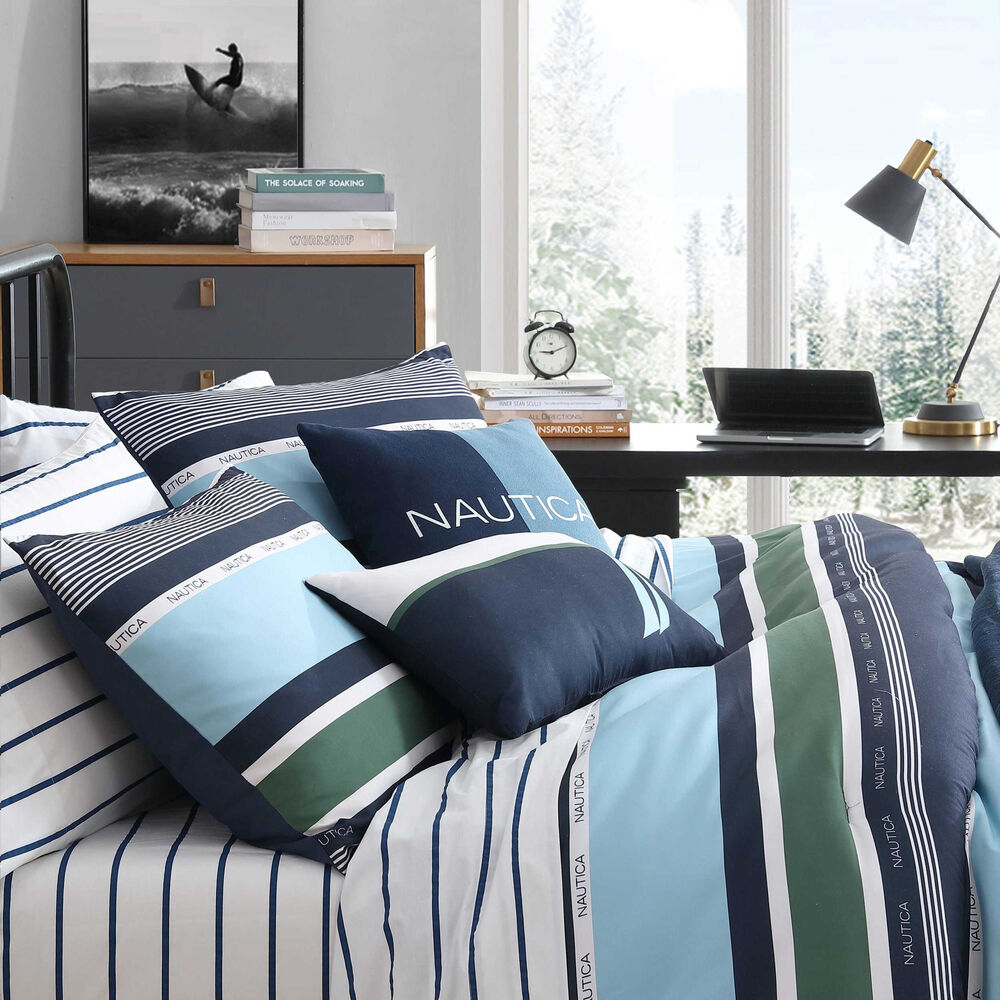 Elliot Navy Full/Queen Comforter & Sham Bonus Set,Bali Bliss,large