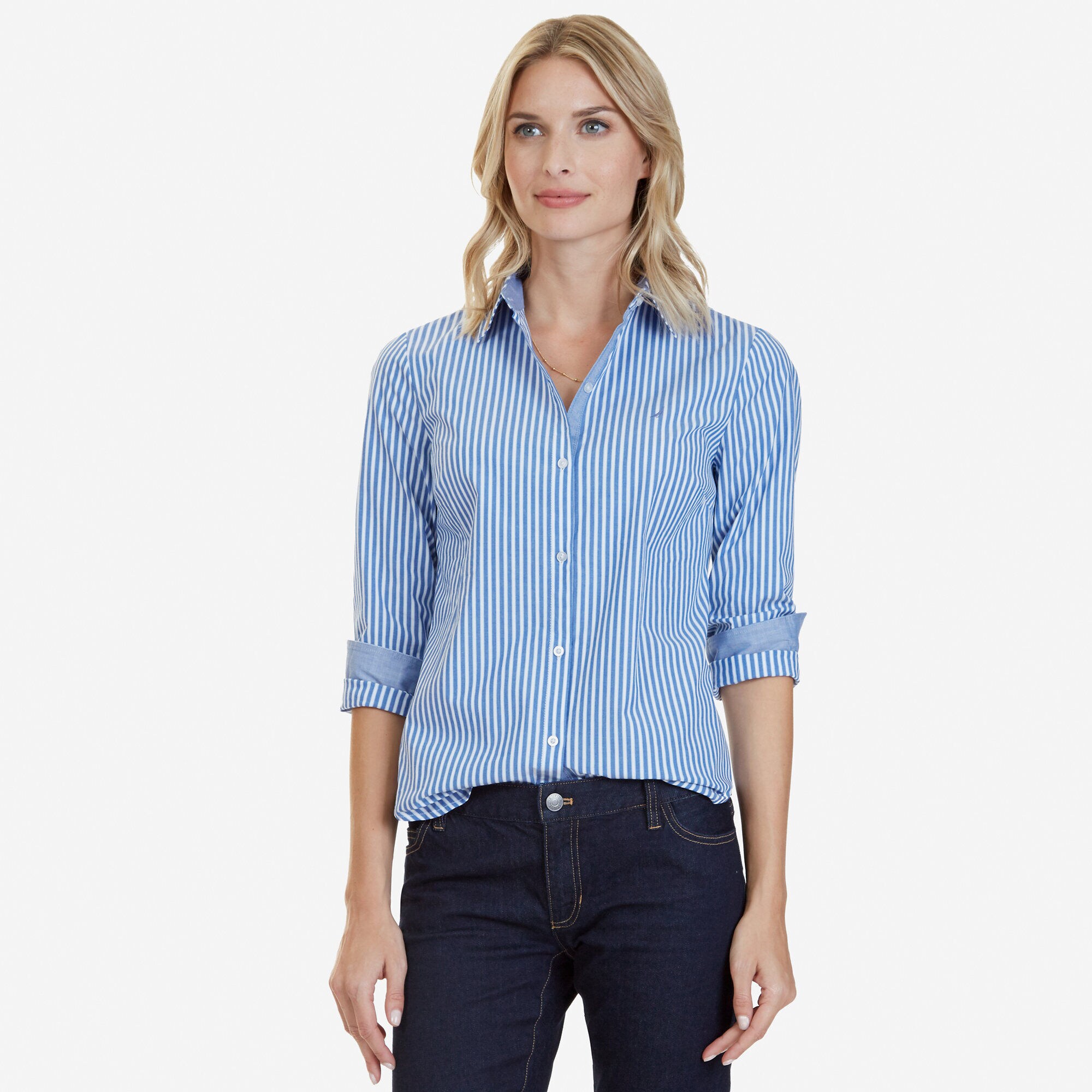 Striped Perfect Shirt,Deep Blue Violet,large
