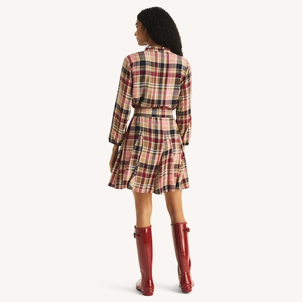 Ruffle-Trim Shirt Dress