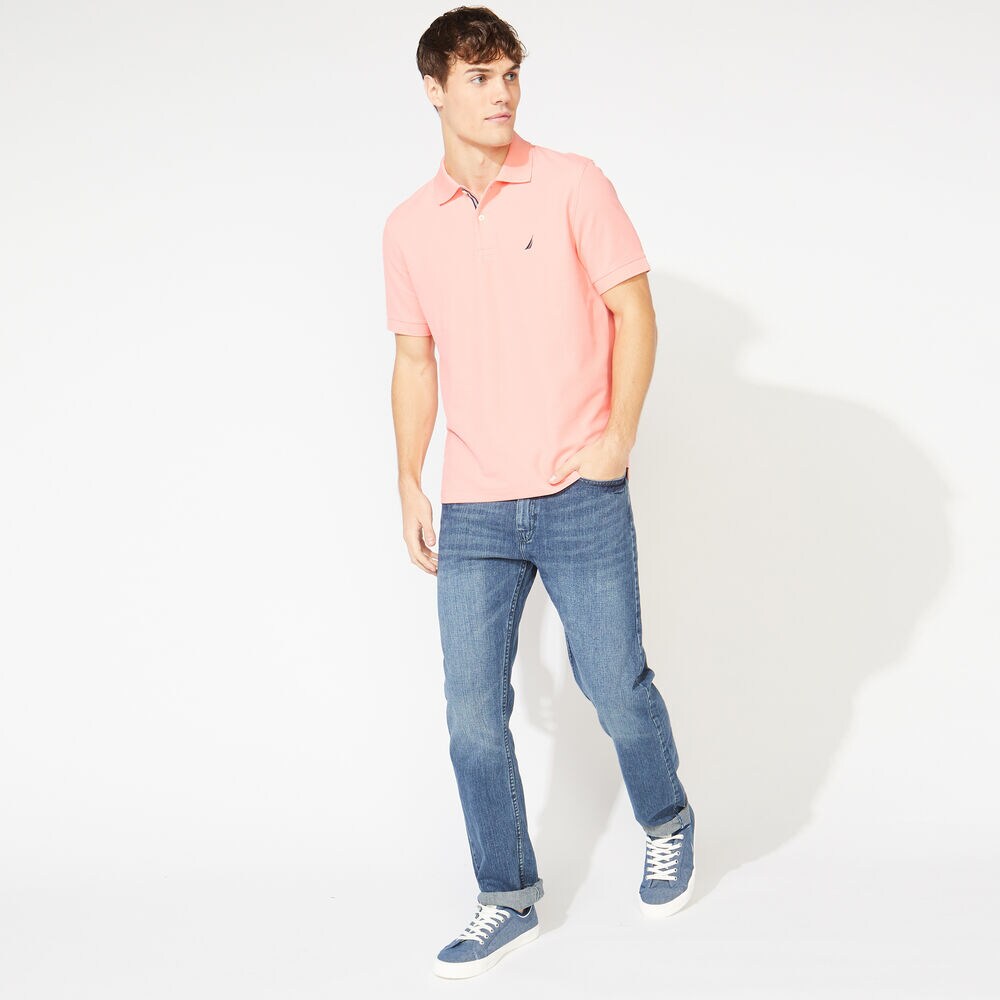 BIG & TALL STRETCH MESH POLO,Pale Coral,large