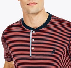 STRIPED SHORT-SLEEVE HENLEY,Melonberry,large