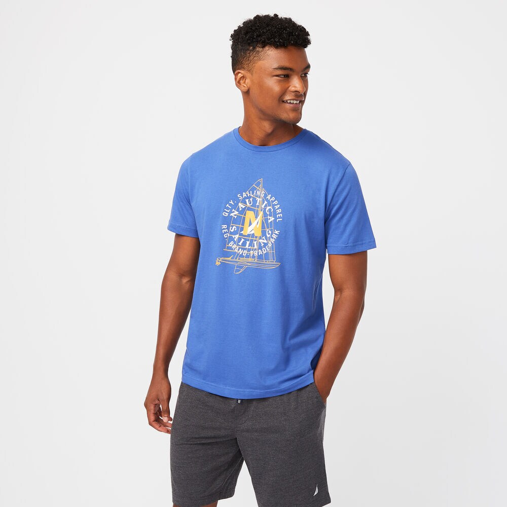 SAILING LOGO GRAPHIC SLEEP T-SHIRT,Windsurf Blue,large
