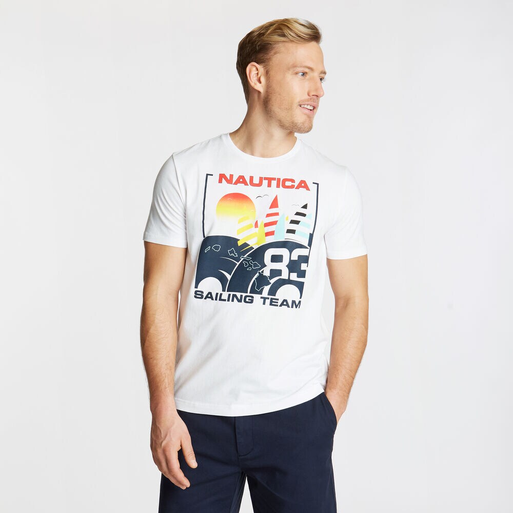 Sailing Team Graphic T-Shirt,Bright White,large