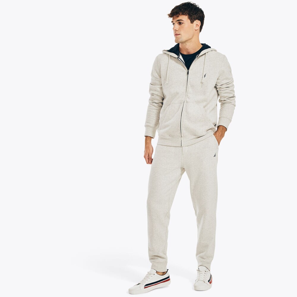 FLEECE FULL-ZIP HOODIE,Charcoal,large