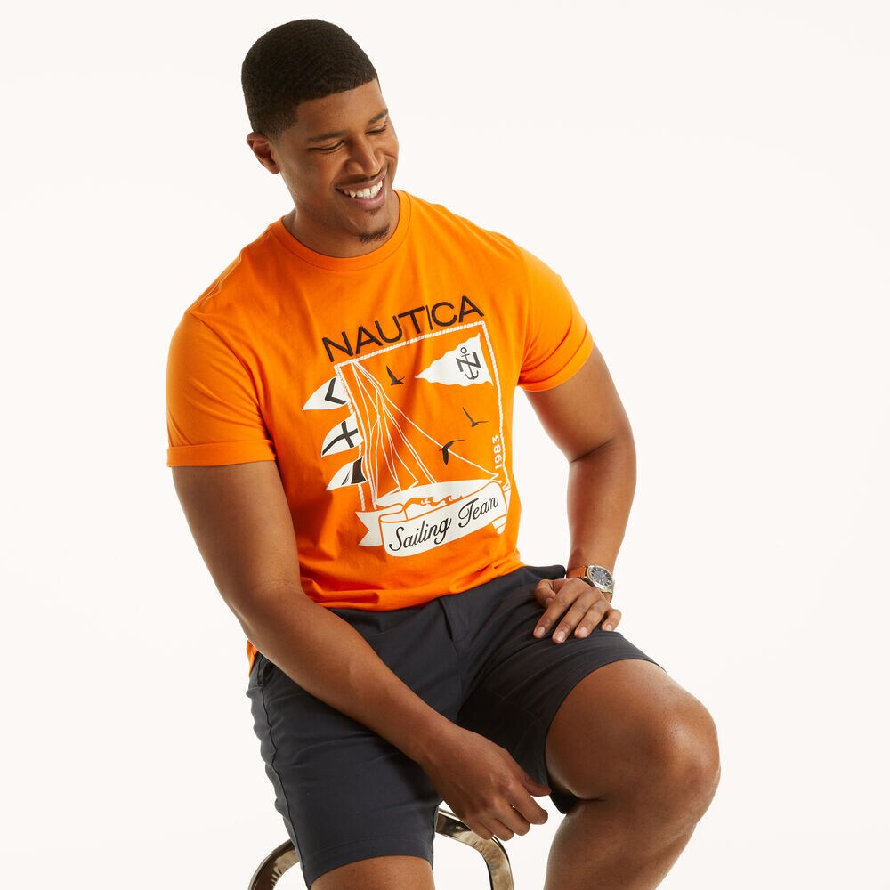 Big & Tall Sailing Team Graphic T-Shirt,Shrimp,large