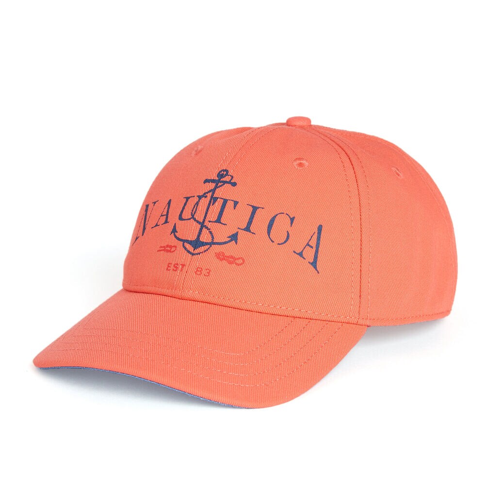 Nautica Anchor Baseball Cap,Spiced Coral,large